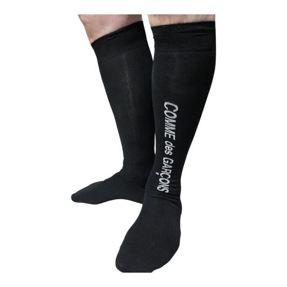 NWT Comme des Garcons Black logo socks Sz L - Picture 3 of 11